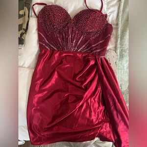 Elegant Red Beaded Dress